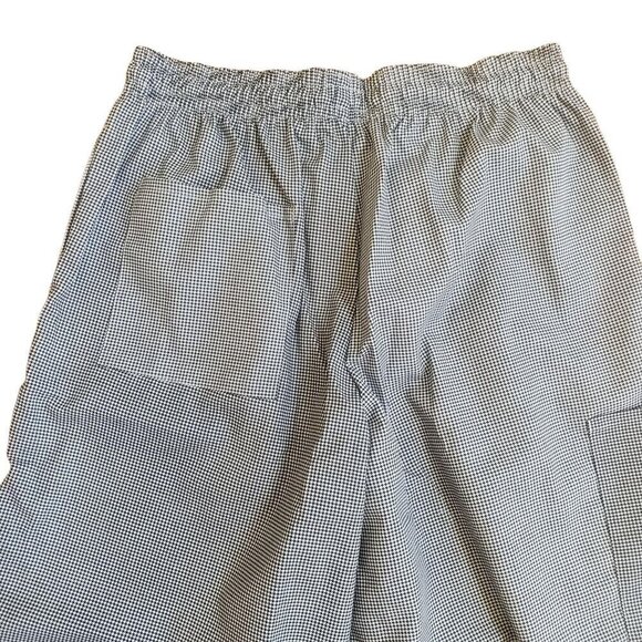 Chef Pants Black & White Houndstooth Unisex Elastic Waist Two Large Pockets - Picture 5 of 5